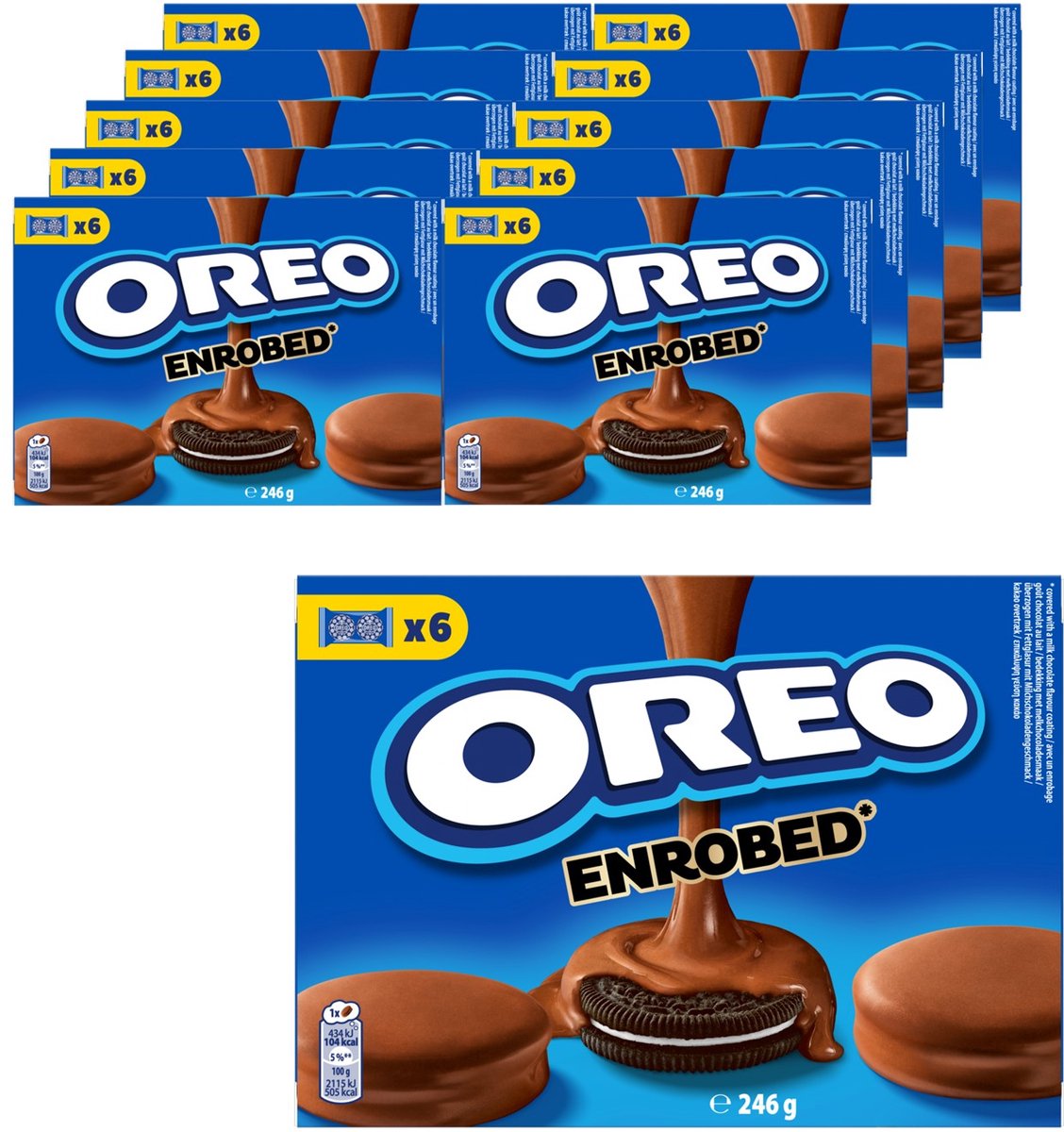 Oreo Original-Kekse mit Milchschokolade-Überzug – Box 10 x 246 g (6 x 41 g) – Keks für unterwegs – Display-Box – Schokoladenkekse
