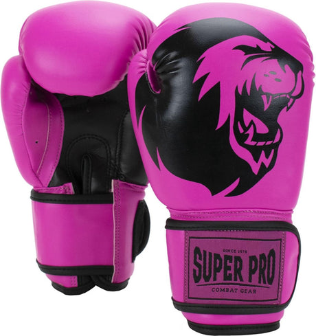 Super pro combat gear talent (kick)bokshandschoenen roze zwart 8oz