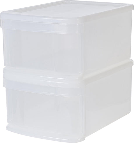 Iris Stapelschublade – Aufbewahrungsschublade – 11 l – Kunststoff – weiß transparent – ​​2er-Set