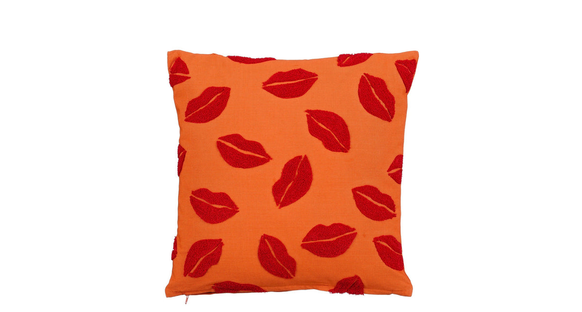 Kussen lippen oranje - l45xb45xh10cm