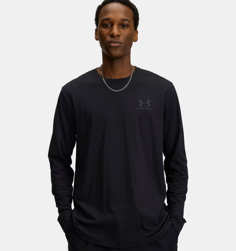 Under armour ua sportstyle left chest ls-blk heren sportshirt - zwart - pitch grijs xxl