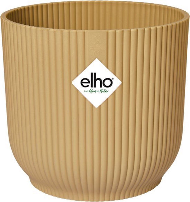 Elho Vibes Fold Round 16 – Blumentopf für den Innenbereich – 100 % recycelter Kunststoff – ø 16,1 x H 14,8 cm – Buttergelb
