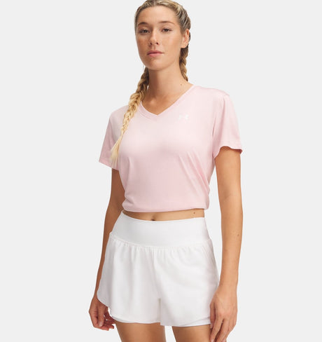 Under armour tech short sleevev- twist dames sportshirt - roze s