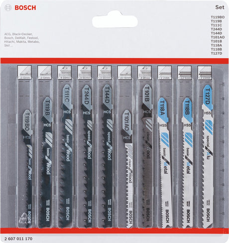 Bosch Zubehör 10-teiliges Stichsägeblatt-Set Holz und Metall – 2607011170