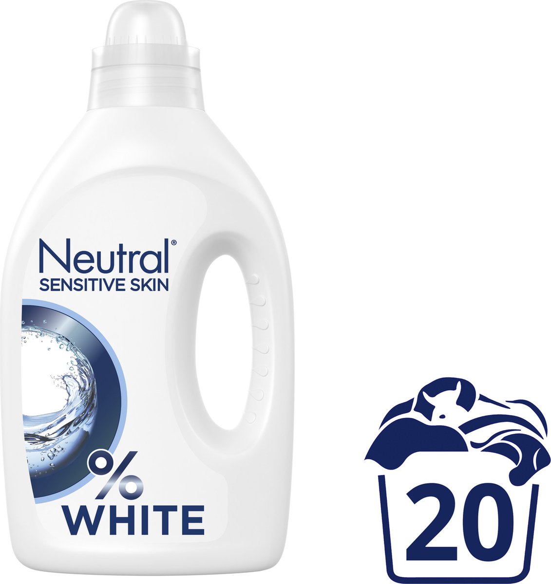 Neutral - vloeibaar wasmiddel - witte was - 1 liter - 20 wasbeurten