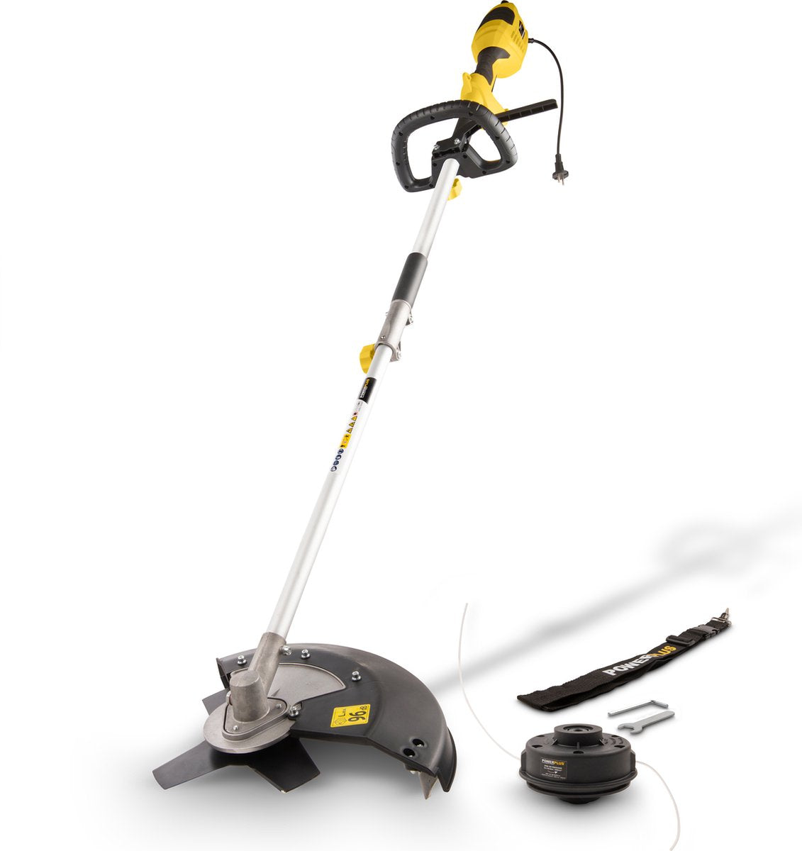 Powerplus elektrische bosmaaier powxg30405 - 2 in 1 maaier en grastrimmer met schouderharnas, tuingereedschap