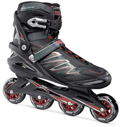 Roces Big Zyx 90 Herren-Inline-Skates – 4 x 90 mm Rollen – Fitness-Speed-Inline-Skates – Schwarz Rot – Größe 50