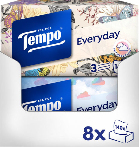 Tempo-Taschentücher - Alltag - XXL-Box - 8 x 140 Stück = 1120 Taschentücher