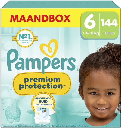 Pampers Premium Protection Größe 6, 144 Windeln, 13kg-18kg