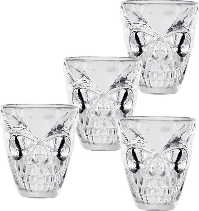 Boland - set 4 plastic shotglaasjes schedel - horror - horror