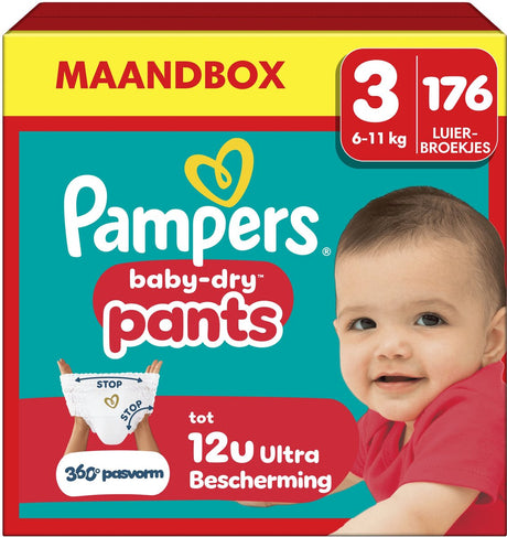 Pampers baby-dry pants maat 3 - 176 luierbroekjes - 6kg-11kg - maandbox