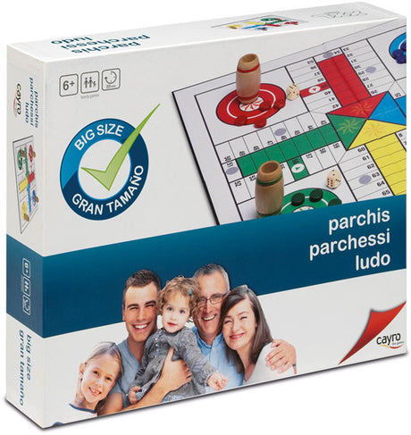 Cayro parchis xxl - klassiek bordspel op extra groot formaat - speelbord 50x50 cm - 16 grote houten fiches, 4 dobbelbekers en 4 dobbelstenen - ideaal voor kinderen en ouderen - 2-4 spelers - vanaf 6 jaar - collection