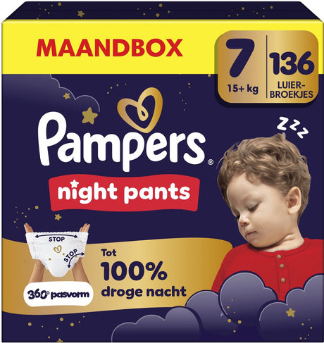 Pampers Nachthose Größe 7 – 136 Windelhose – 15 kg+ – Monatsbox