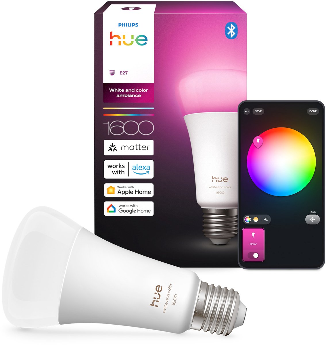 Philips hue slimme led a67 bulb, wit en gekleurd licht, e27 fitting