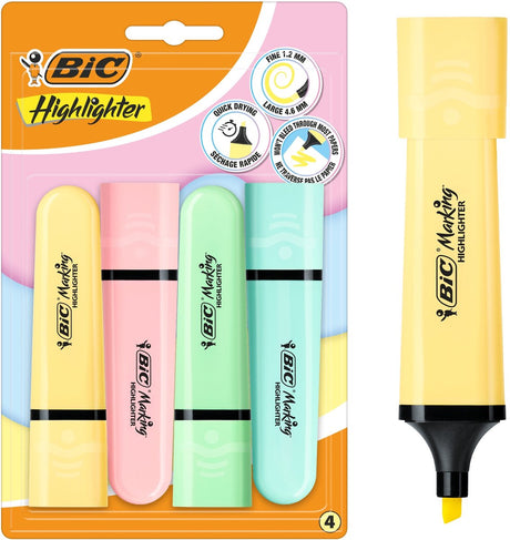 Merkloos sans marque vlakke pastel markeerstiften set - 4 kleuren