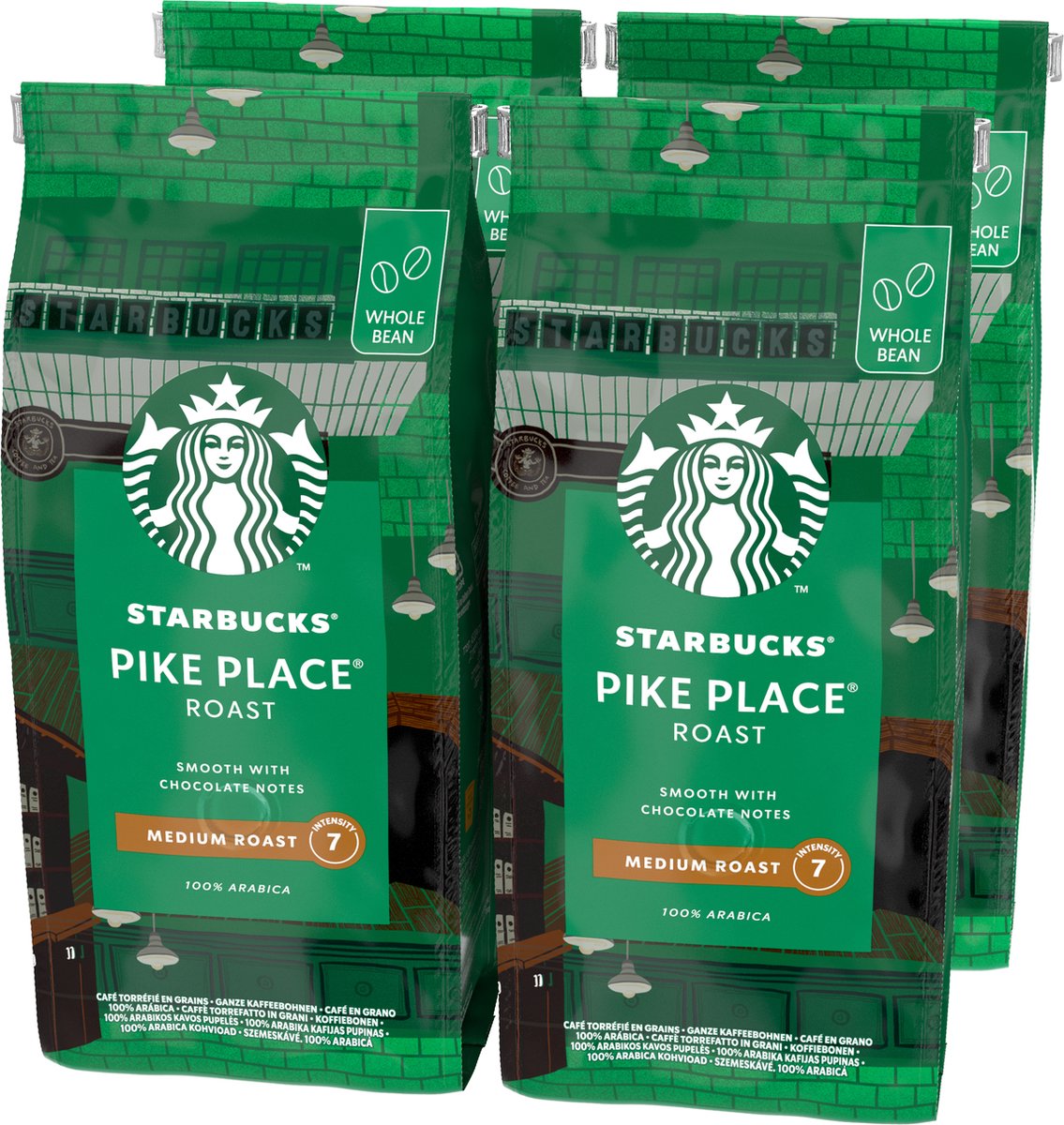 Starbucks Pike Place geröstete Kaffeebohnen – 4 Beutel x 450 g