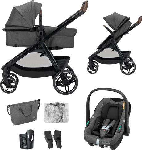 Maxi-Cosi Zelia S Trio2 – Kinderwagen 3-in-1 – Dunkelgrau – von 0 bis 4 Jahren – inklusive Autositz