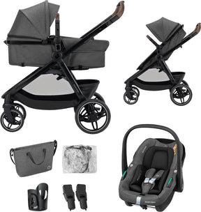 Maxi-Cosi Zelia S Trio2 – Kinderwagen 3-in-1 – Dunkelgrau – von 0 bis 4 Jahren – inklusive Autositz