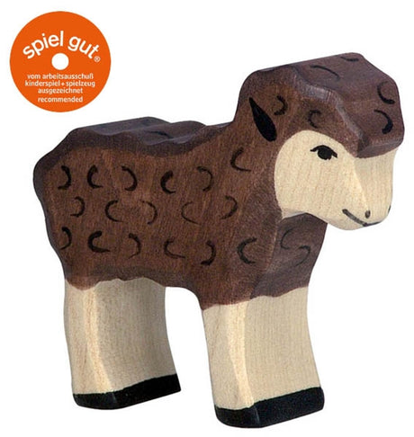 Holztiger Bauernhof - schwarzes Lamm - 7x2x6cm - Holzfigur - handgefertigt