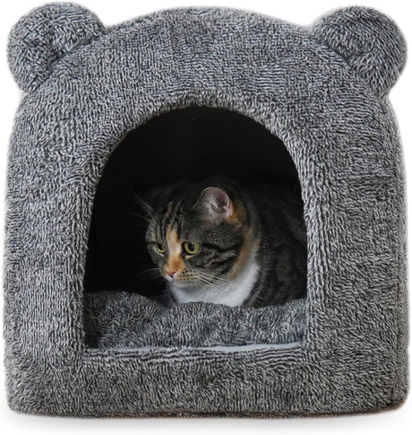 40 Winks Rosenholz Katzenkorb Iglu Teddy grau