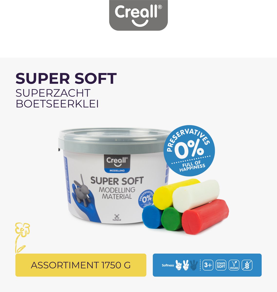 CREALL SEINDEROFT CLAY 5 Farben, 1750gr.