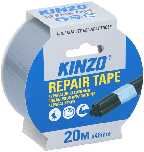 Kinzo repair tape - reparatietape zilver - 130 micron extra sterk - afmeting 20 meter x 48 mm - duct tape voor diverse reparaties in huis, tuin en werkplaats - sterk kleefband