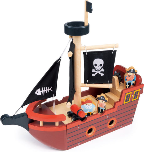 Mentari-Fahrzeuge – Piratenboot – 38 x 12,5 x 36 cm – mit Zubehör – 3 Jahre