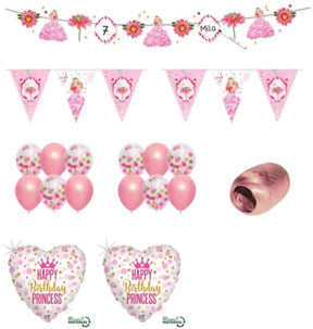 Merkloos sans marque verjaardagsversiering prinses met ballonnen en slingers