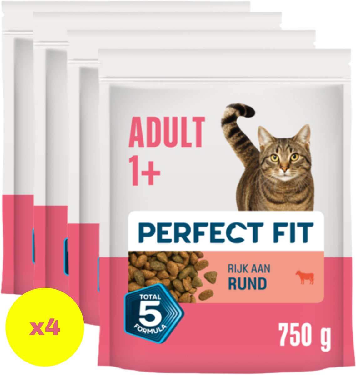Perfect Fit Katzenfutter – Active Adult – Rind – 4x750g