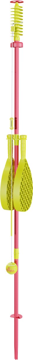 Mookie Toys Swingball Classic – Tennispfosten mit All-Surface-Basis – mit Schlägerhalter-Erdspieß – rot-gelb