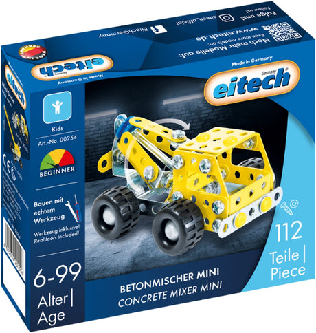 Eitech® Baukasten – Mini-Betonmischer-Baukasten – 112-teilig – Metallbaukasten mit Werkzeug – Konstruktionsspielzeug – ab 6 Jahren