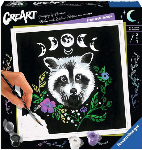 Ravensburger Pixie Cold Edition Waschbär – Malen nach Zahlen für Erwachsene