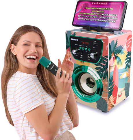 Gear2play trendix - tropical vibes karaoke speaker - bluetooth karaokeset met 2 draadloze microfoons