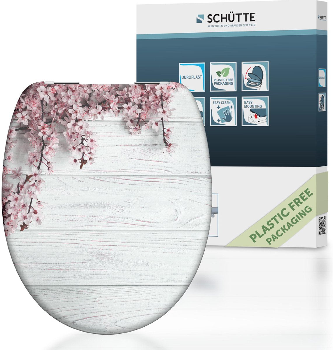 Schütte Toilettensitz mit weichen Blüten Holz Holz
