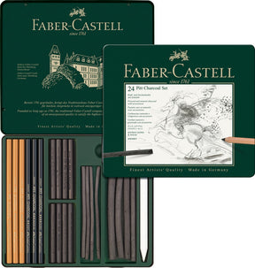Faber-Castell Holzkohle-Set – Pitt Monochrom, 24-teilig – FC-112978