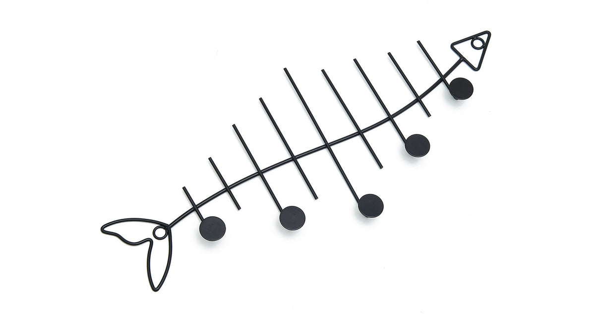Metal fish skeleton coat rack 54x24cm