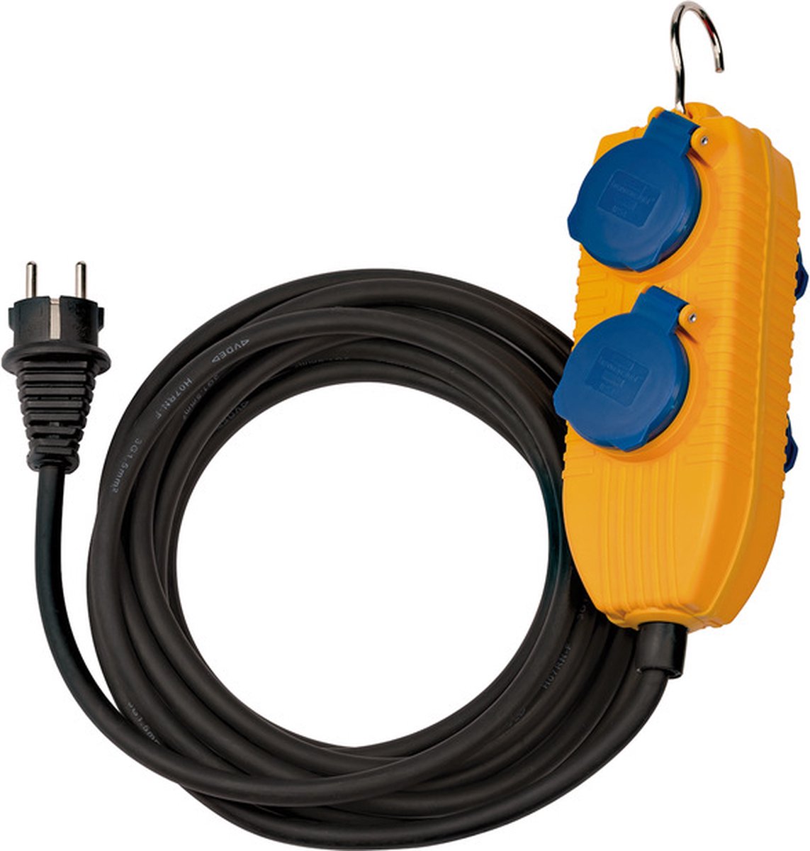 Brennerstuhl Baustellenkabel IP54 mit Steckdosenblock 5m schwarz h07rn-f 3g1,5 - 1169200010