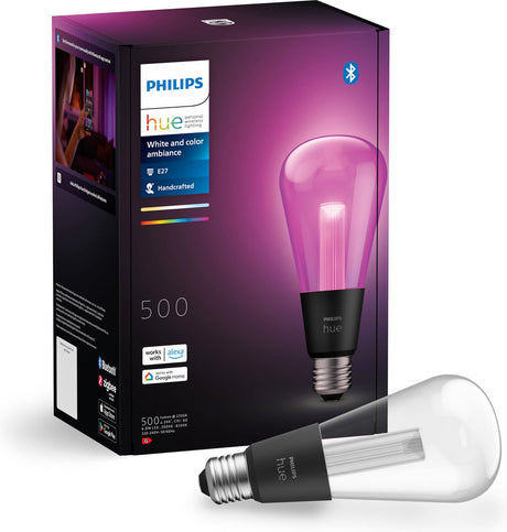 Philips hue lightguide led lamp - e27 fitting - aanpasbaar wit en gekleurd licht - standaard lampvorm - 168mm hoog - slimme verlichting