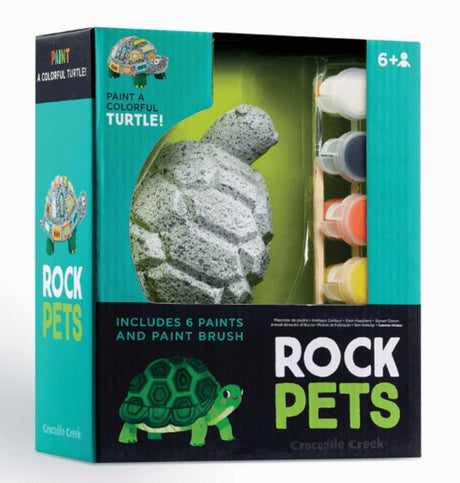Crocodile creek rock turtle – creatieve schilder- en knutselset voor kinderen – schildpad beschilderen – inclusief 6 kleuren weerbestendige verf en kwast – diy schildpad schilderen – creatief speelgoed – geschikt vanaf 6 jaar
