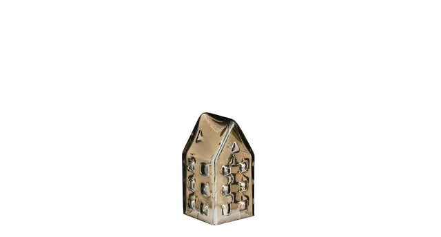 Huis grijs recycled glas - l6,5xb6,5xh11,5cm