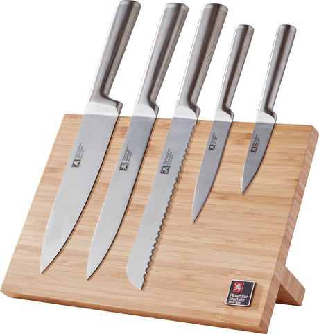 Richardson sheffield visage – 5-delig magnetisch messenblok – rvs bamboe– 13 0 messenstaal – sterk, duurzaam betrouwbaar-cadeauverpakking