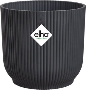 Elho Vibes Fold Round 14 – Blumentopf für den Innenbereich – 100 % recycelter Kunststoff – ø 14,1 x H 12,9 cm – Anthrazit
