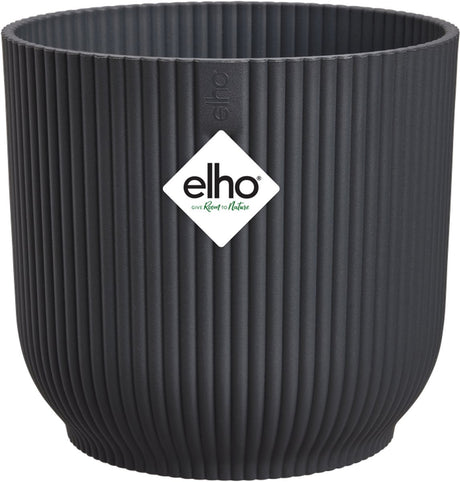Elho vibes fold rond 18 - bloempot voor binnen - 100% gerecycled plastic - ø 18.4 x h 16.8 cm - antraciet