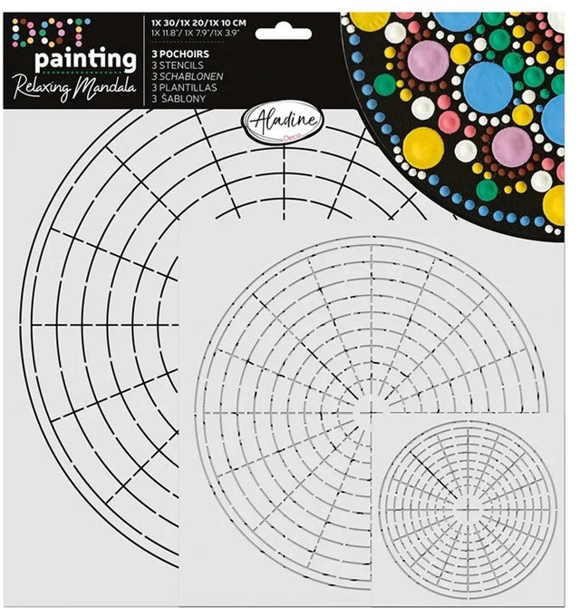 Aladine creatieve sjablonen set mandala dot painting 3 stuks.