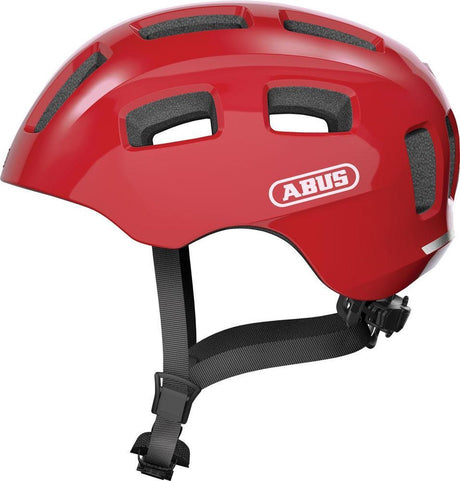 Abus Fahrradhelm youn-i 2.0 – mit Licht für Kinder, Jugendliche und junge Erwachsene – für Mädchen und Jungen – rot, Größe S