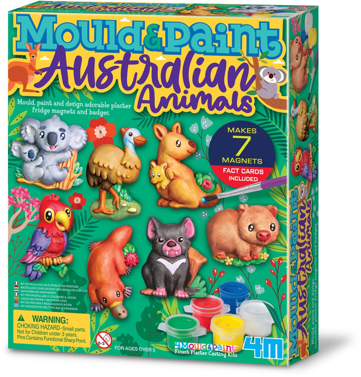 4 m Basteln – Gießen und Malen – Australische Tiere – 7 Magnete – kreatives Spielzeug – 5+