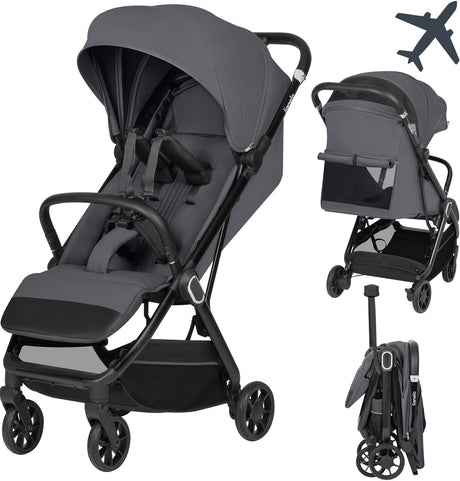 Lionelo Bess Buggy – ultrakompakter Kinderwagen 6 m – 22 kg – 7,5 kg leicht – automatisch mit einer Hand faltbar – XXL UPF50+ Verdeck – Liegeposition 83 cm – 5-Punkt-Magnetgurt – gefederte 360°-Räder – reisefreundlich