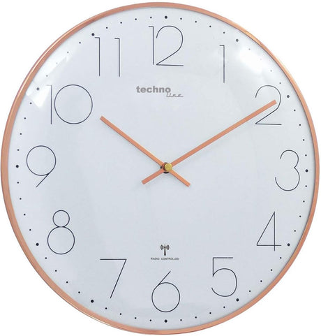 Technoline techno line wt 8235 gold optik wandklok zendergestuurd 350 mm x 25 mm rose gold