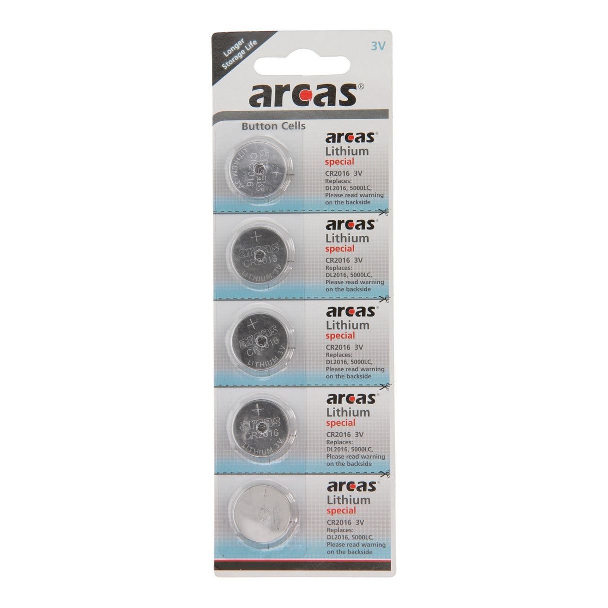 Batterieverkauf Europa Arcas Batterie Lithium CR2016 3V, 5 Stk.