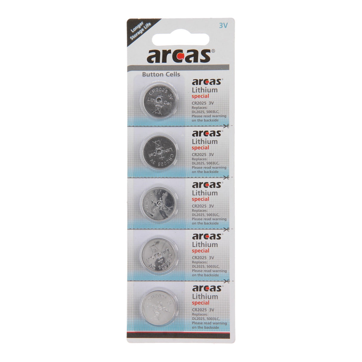 Batterieverkauf Europa Arcas Batterie Lithium CR2025 3V, 5 Stk.